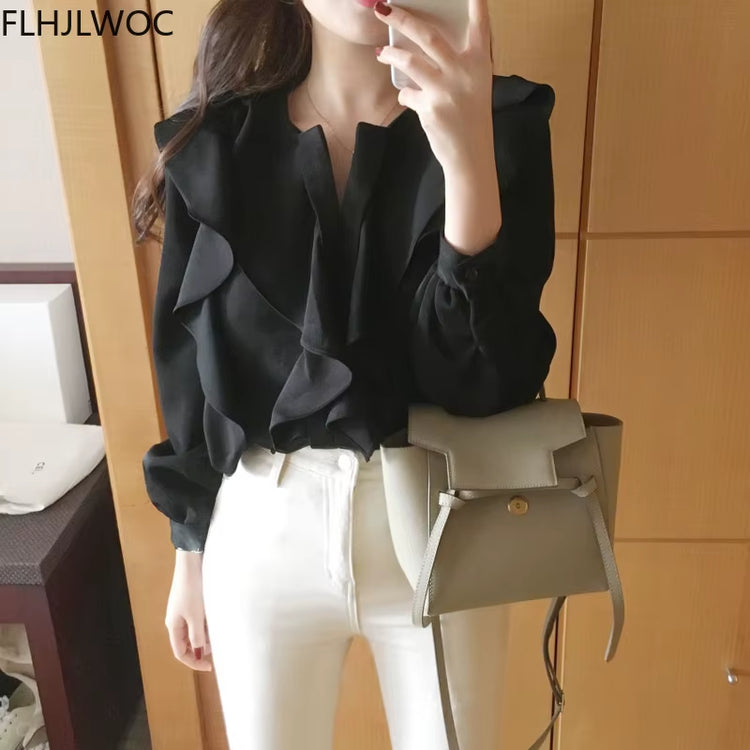 2021 Female Fashion Korea Chic Tops Blusas Women Long Sleeve Elegant Basic Wear Office Lady Work Bow Tie Shirt Blouses