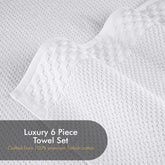 CTT Set of 6-100% Turkish Cotton, Absorbent & Comfy, Includes 2 Bath Towel 2 Hand Towel & 2 Washcloth | (White)