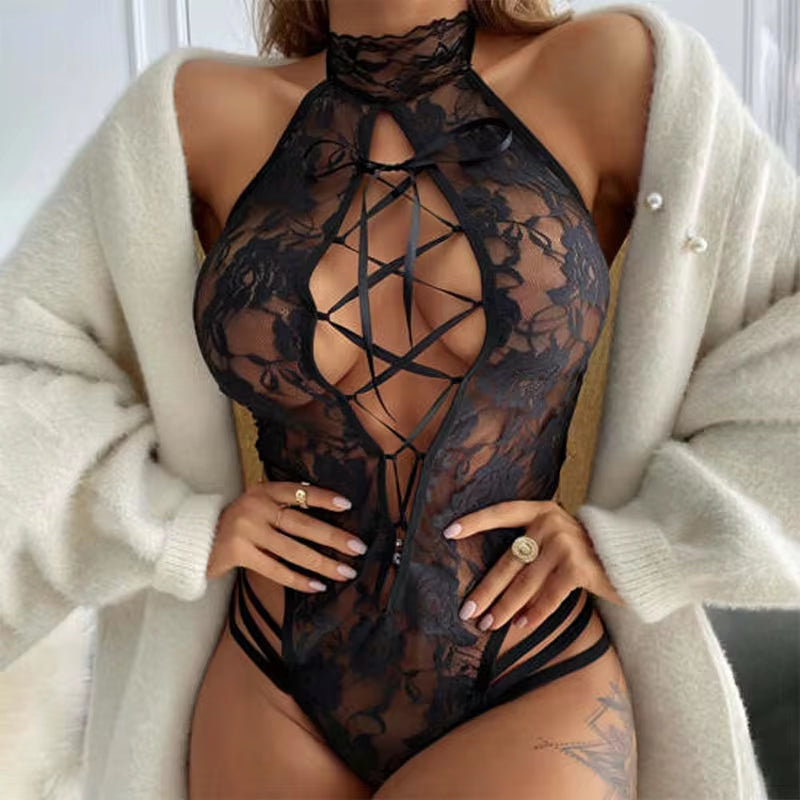 Sexy Open Crotch Lingerie Sex Suit Crotchless Fishnet Underwear Intimacy Bondage Erotic Flirting Sex Women&