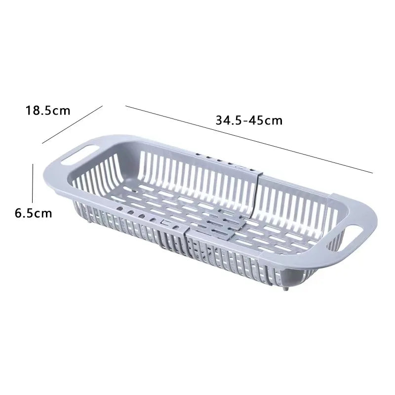 Drain Basket Bowl Rack Kitchen Fruit Basin Storage Rack Sink Retractable Sink Storage Rack