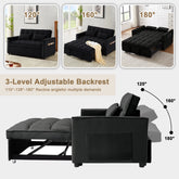 Loveseat Convertible Sleeper Sofa Bed, Black.