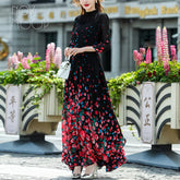 Italy Luxurious Fine Chiffon Women Ankle Length Long Dress Elegant Office Lady Summer Holiday Wear LT3529