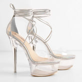 Clear Platform Sexy Heels Lace-Up