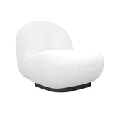 Harley Swivel Accent Chair with Boucle Fabric and Black Base, White.