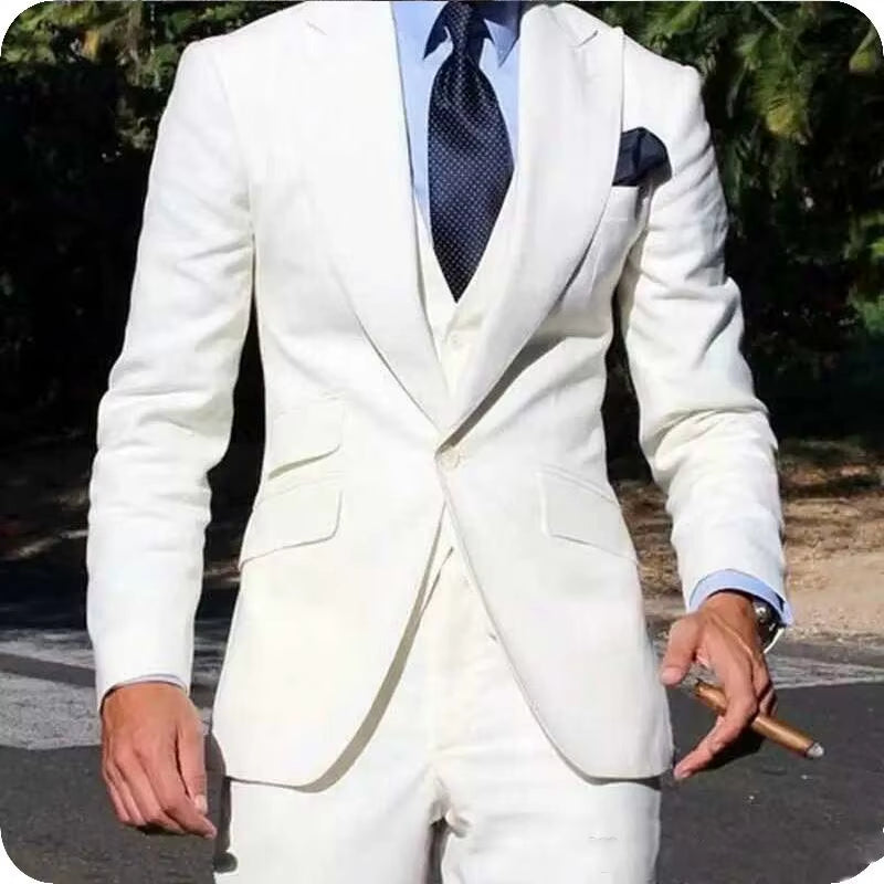 Classy Wedding Tuxedos Suits Slim Fit Bridegroom for Men 3 Pieces Groomsmen Suit Male Cheap Formal Business (Jacket+Vest+Pants）