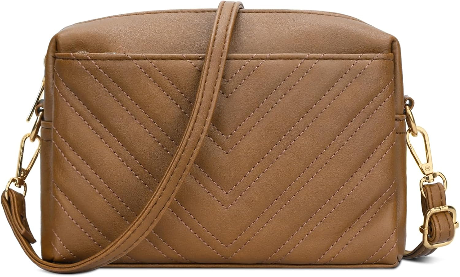 Triple Zip Lightweight Small Crossbody Bags for Women Quilted Shoulder Purses and Handbags