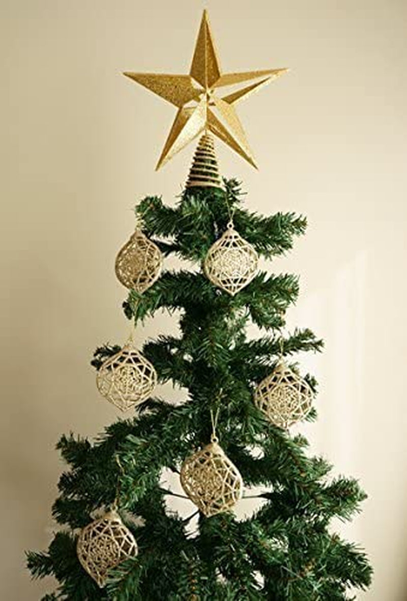 10 Inch Gold Glittered Large Filigree Christmas Star Tree Topper Star for Large Tree 6 Feet-8 Feet Tall/Home Decor Ornaments (Gold).