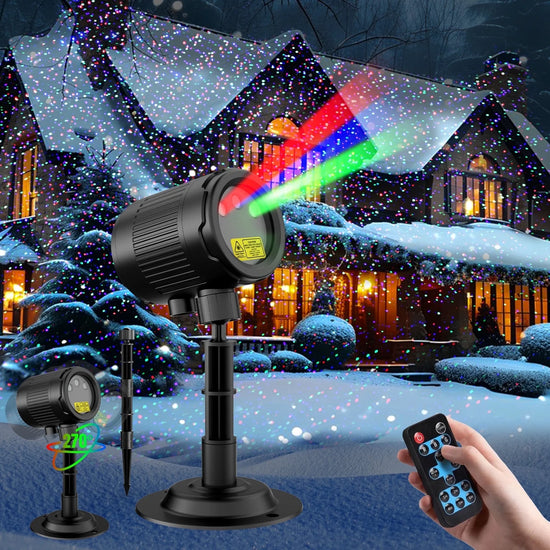 Laser Christmas Projector Lights Outdoor,  3 Color RGB Projector, Firefly Lights Show with RF Remote, Waterproof for Holiday Decoration, Christmas Gift, Wedding, Home Decor, Party, Garden.