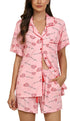 Womens Pajamas Set Short Sleeve Sleepwear Button down Nightwear Shorts Soft Pj Sets S-XXL