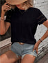 Women Solid Casual T-Shirt 2024 Summer Street Hollow Out Simple Loose Pullover Tops O-Neck Short Sleeve Blouse