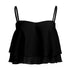 Spaghetti Strap Vest Women Sexy Sleeveless Pleated Ruffle Double Layer Chiffon Blouse T-Shirt Camiseta Tirantes Mujer