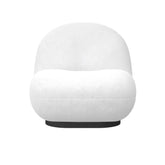 Harley Swivel Accent Chair with Boucle Fabric and Black Base, White.