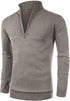 Mens Slim Fit Zip up Mock Neck Polo Sweater Casual Long Sleeve Sweater and Pullover Sweaters with Ribbing Edge