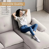 Sectional Couches for Living Room, U-Shaped Couch 4 Seat Sofa Set with Double Chaises, Modern Fabric Modular Sectional