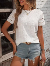 Women Solid Casual T-Shirt 2024 Summer Street Hollow Out Simple Loose Pullover Tops O-Neck Short Sleeve Blouse