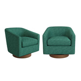 Forno Upholstered Swivel Barrel Chair with Wood Base.