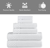 CTT Set of 6-100% Turkish Cotton, Absorbent & Comfy, Includes 2 Bath Towel 2 Hand Towel & 2 Washcloth | (White)