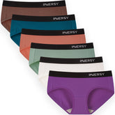 Hipster Panties for Women Soft Cotton Sport Underwear Wide Waistband 6-Pack (X-Large, Basics)