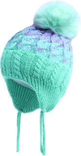 Winter Warm Knitted Baby Hats for Girls Pom Pom Kid Toddler Boys Beanies Cap with Fleece Lining