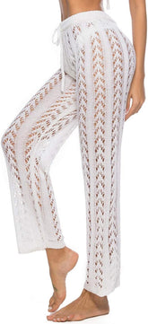 Womens Crochet Net Hollow Out Beach Pants Sexy Swimsuit Cover up Pants