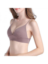 Women Thin Shoulder Strap Padded Sport Bra Lady Seamless Deep V Underwire Bra Bikini Bra Brassiere Underwear