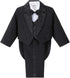 Boys Classic Fit Tuxedo Suit 5 Pieces Set Formal Wear Wedding Outfit with Vest, Black/White 011