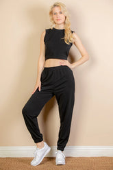 French Terry Elastic Waist Tank Top & Joggers Set (CAPELLA)