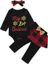 Mutiggee First Christmas Outfit Baby Girls Xmas Plaid Pant Clothing Sets