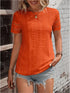 Women Solid Casual T-Shirt 2024 Summer Street Hollow Out Simple Loose Pullover Tops O-Neck Short Sleeve Blouse