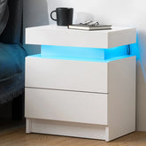 High Gloss LED Nightstand Set of 2 Black Bedside Table with 2 Drawers Modern Night Stand with Drawer Side Table Cabinet with Led Night Stands for Bedroom Side Table for Bed Home Furniture.