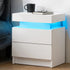 High Gloss LED Nightstand Set of 2 Black Bedside Table with 2 Drawers Modern Night Stand with Drawer Side Table Cabinet with Led Night Stands for Bedroom Side Table for Bed Home Furniture.