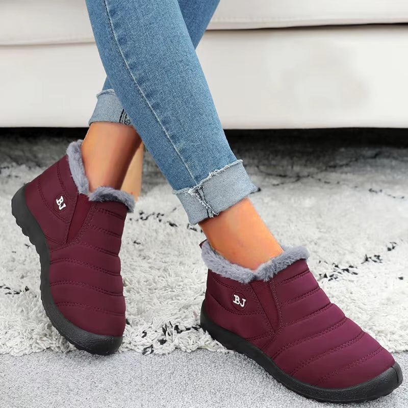 Women Boots Snow Fur Women Shoes Platform Slip on New Shoes Woman Ankle Boots Waterproof Flat Botas Mujer Winter Boot Female