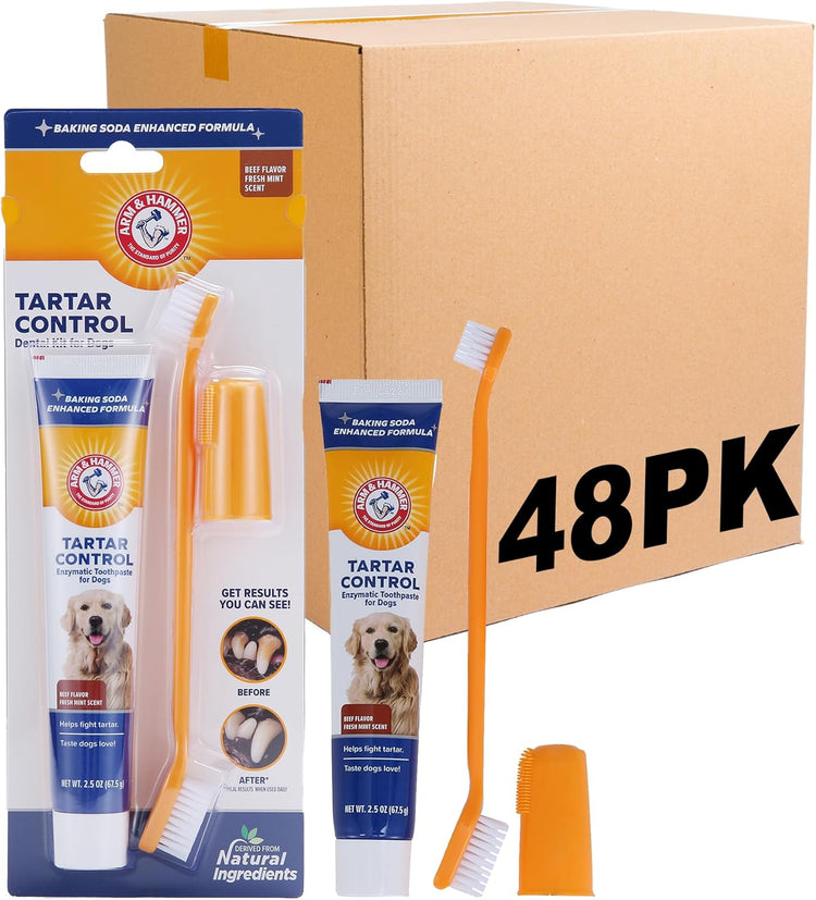 for Pets Tartar Control Kit for Dogs | Contains Toothpaste, Toothbrush & Fingerbrush | Reduces Plaque & Tartar Buildup, 3-Piece Kit, Banana Mint Flavor