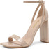 High Heels Chunky Block Square Toe Heels for Women Dressy Open Toe Heel Sandals