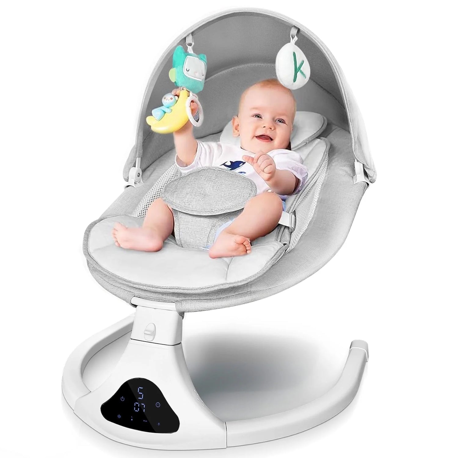 Baby Swing,  Baby Swings for Infants Electirc Baby Rocker Bouncer with Remote Control and Music, Gray.