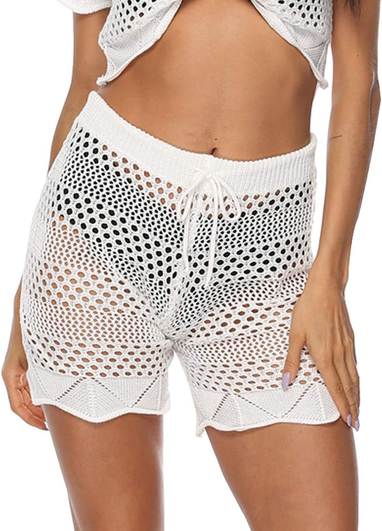 Womens Crochet Net Hollow Out Beach Pants Sexy Swimsuit Cover up Pants