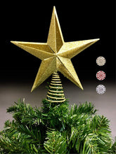 10 Inch Gold Glittered Large Filigree Christmas Star Tree Topper Star for Large Tree 6 Feet-8 Feet Tall/Home Decor Ornaments (Gold).