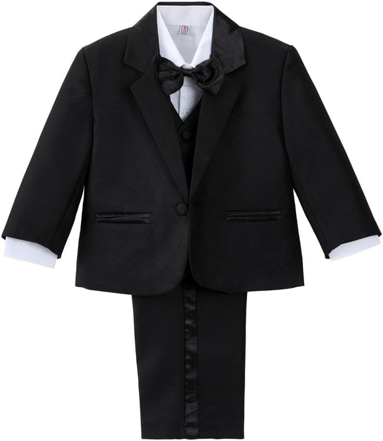 Baby Toddler Boy 5 Pcs Set Formal Tuxedo Suits No Tail Wedding Christening Baptism Outfits