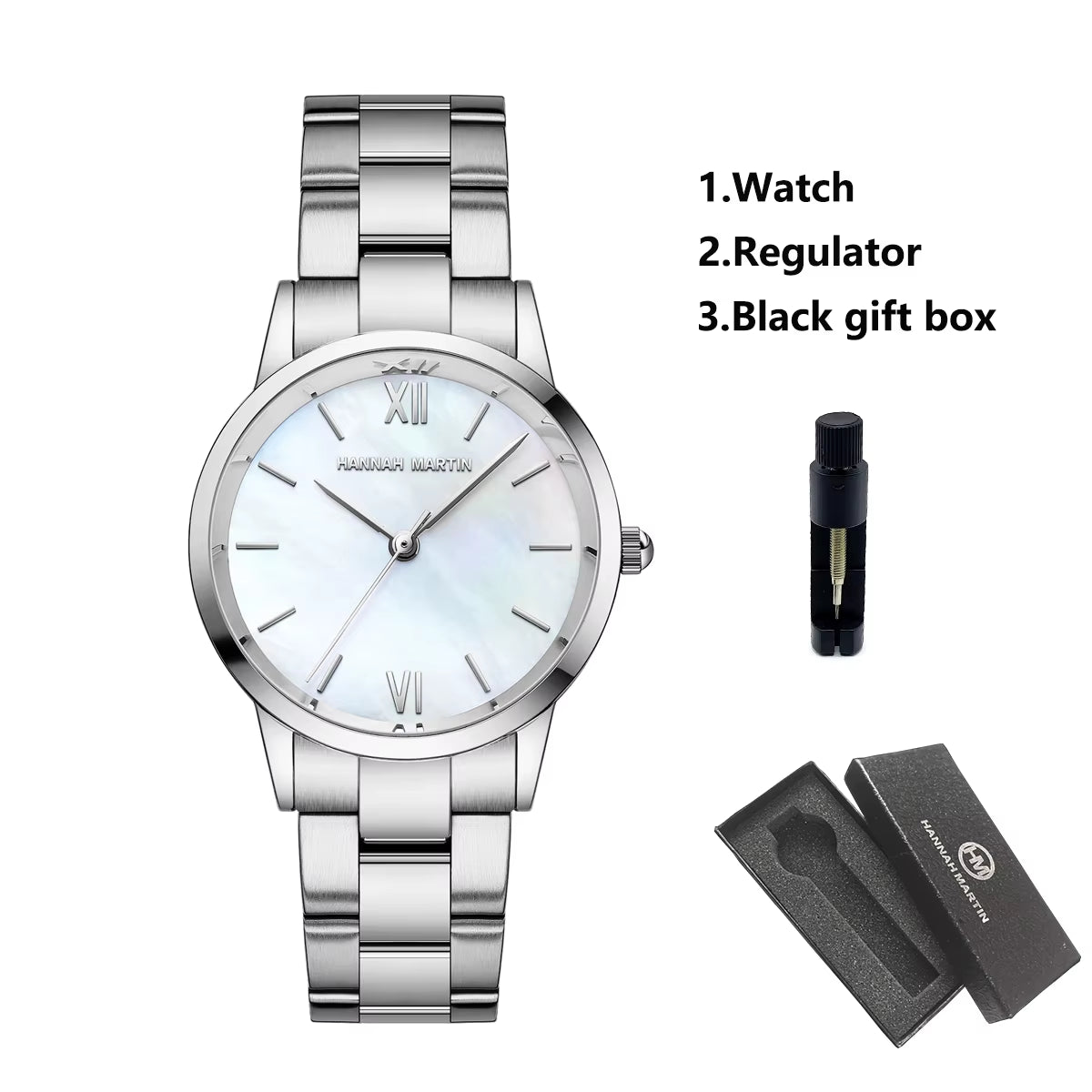 2023 NEW Japan Quartz Pearl Oyster Jade Stone White Shell Waterproof Ladies Full Stainless Steel Classic Wrist Watches for Women