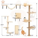 Damyanti Wall-Mounted Cat Tree Shelved 6 Pcs Climbing Center