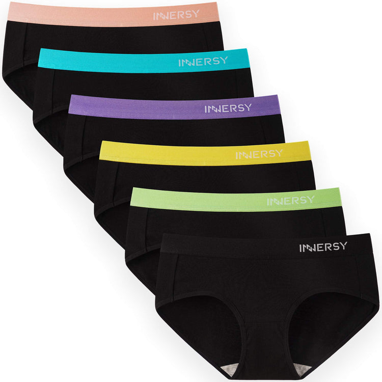 Hipster Panties for Women Soft Cotton Sport Underwear Wide Waistband 6-Pack (X-Large, Basics)