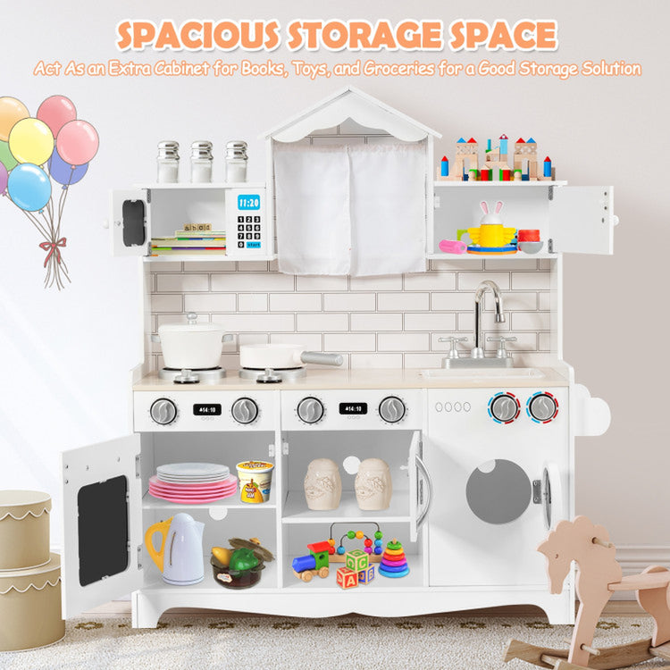 Wooden Kids Kitchen with Washing Machine