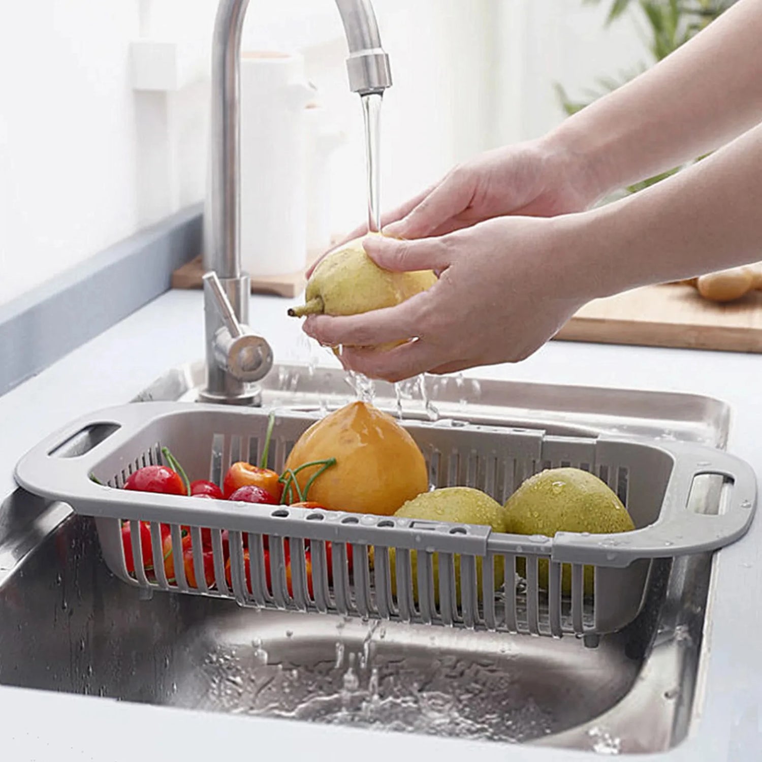 Drain Basket Bowl Rack Kitchen Fruit Basin Storage Rack Sink Retractable Sink Storage Rack