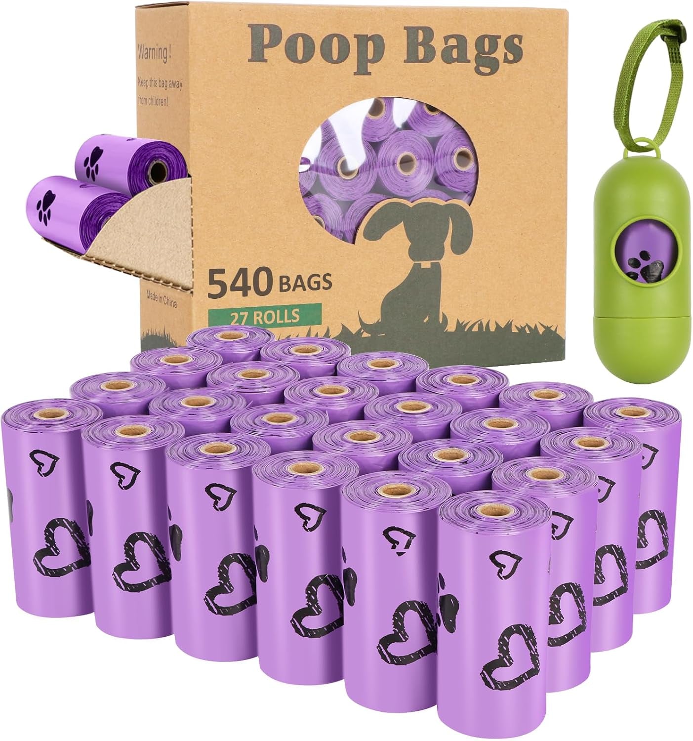 Biodegradable Dog Poop Bags: 720 Bags Extra Thick Strong Leak Proof Dog Waste Bags for Dogs with 1 Dispenser (4 Mixed Colors Green Blue Yellow Pink) -Scented