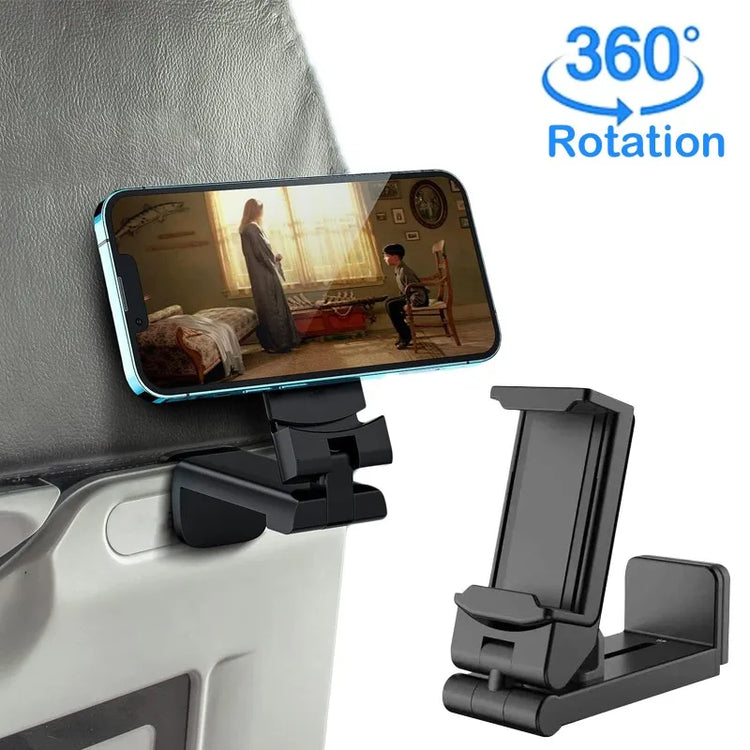 360° Rotation Airplane Flight Phone Holder Clip Car Mount Desk Train Seat Cellphone Stand Support Foldable Travel Phone Holders