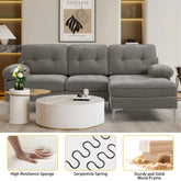 Convertible Sectional Sofa Couch, L-Shaped Couch with Reversible Chaise Lounge, Chenille Fabric Modern Sofa for Living Room, Apartment, Office, 3 Seats, Gray.