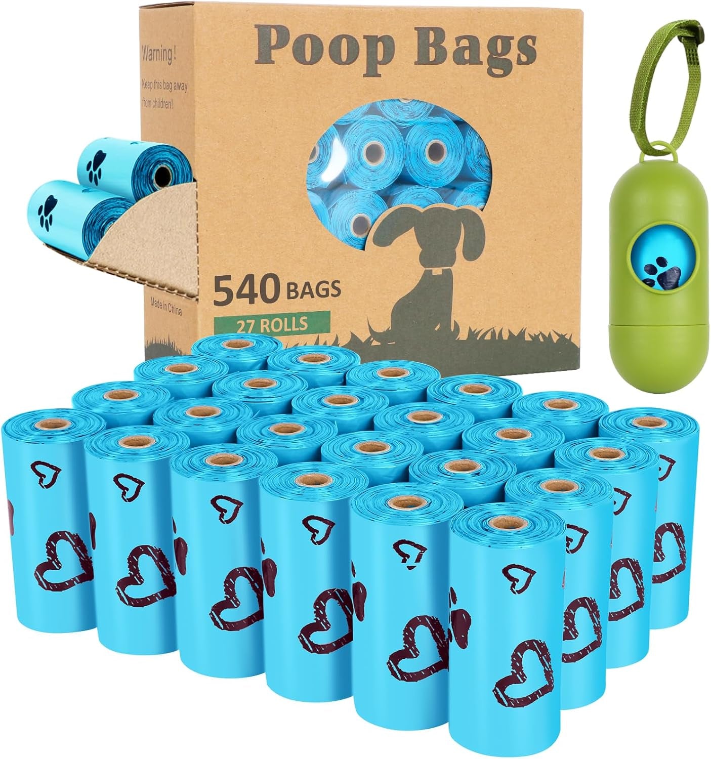 Biodegradable Dog Poop Bags: 720 Bags Extra Thick Strong Leak Proof Dog Waste Bags for Dogs with 1 Dispenser (4 Mixed Colors Green Blue Yellow Pink) -Scented