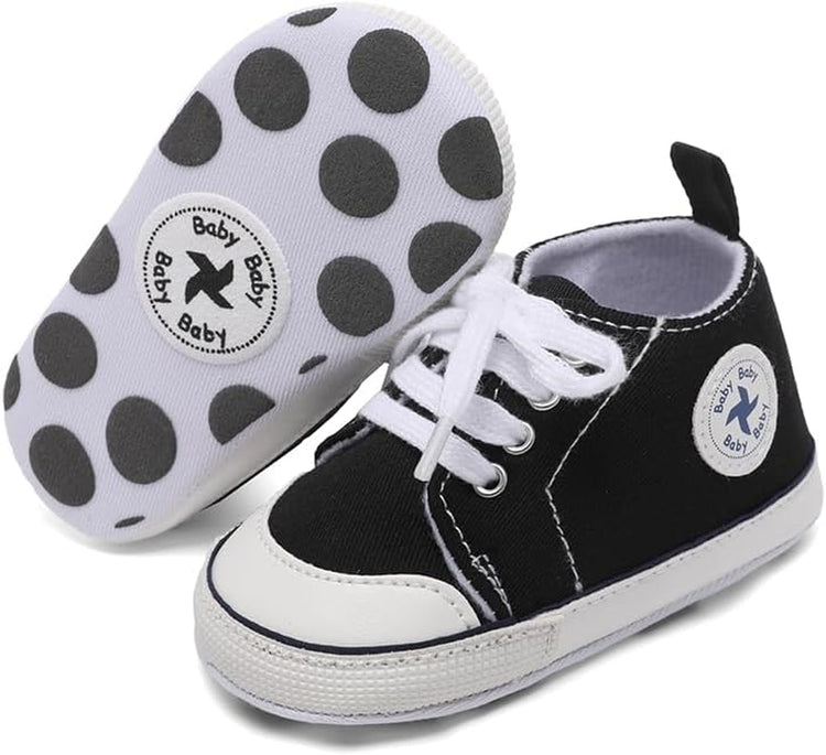 Baby Girls Boys Shoes Soft Anti-Slip Sole Newborn First Walkers High Top Canvas Denim Unisex Infant Sneaker