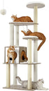 Woodywonders Cat Tree, 65-Inch Modern Cat Tower for Indoor Cats, Multi-Level Cat Condo with 5 Scratching Posts, Perch, Washable Removable Cushions, Cat Furniture, Rustic Brown UPCT166X01