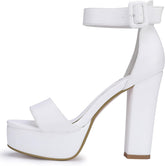 IN5 Sabrina Platform Heels for Women Chunky High Heels Block Heeled Sandals Sexy Ankle Strap Heels Wedding Party Dress Shoes Open Toe Heels